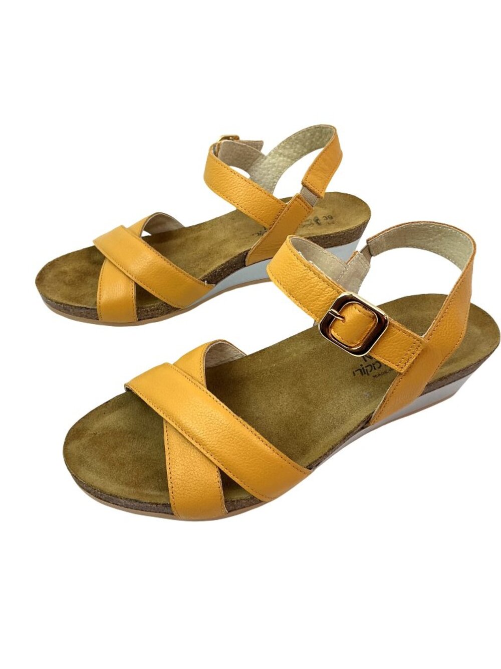 Naot Strappy Slingback Leather Sandals Buckle Closure Womens 8 Yellow